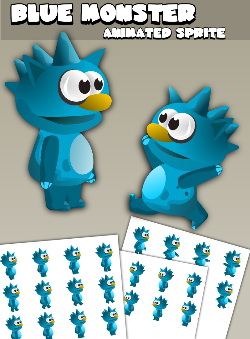Animated blue monster