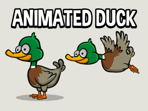 Animated 2d cartoon duck game asset