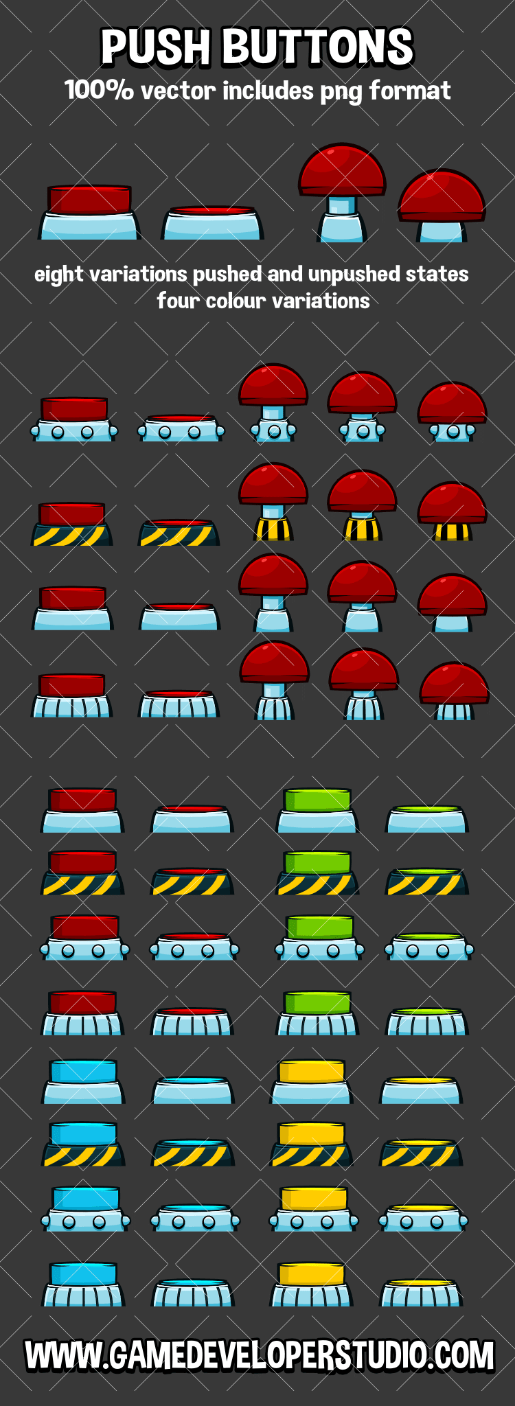 animated 2d push button game sprite