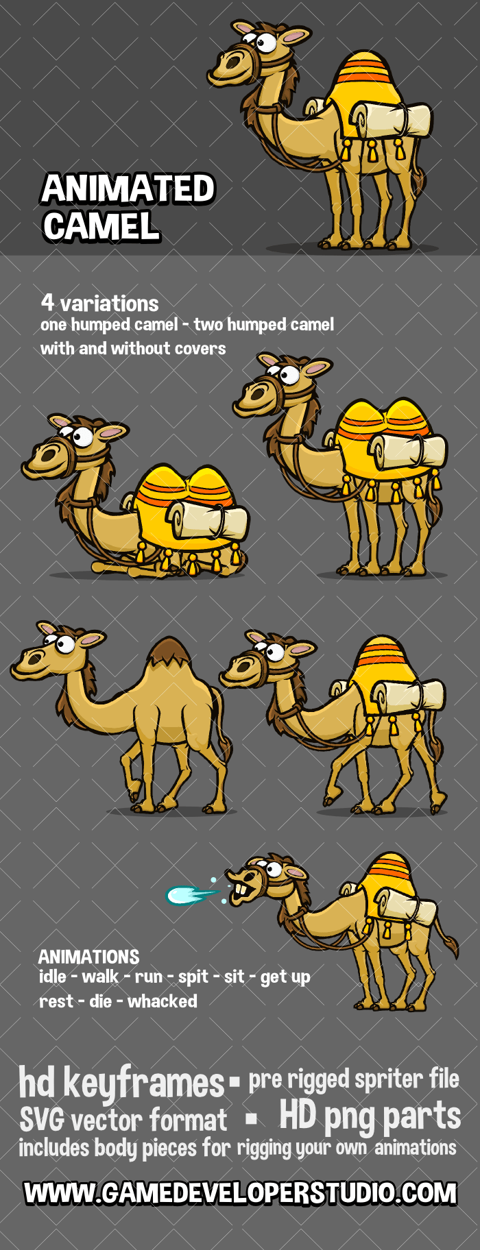 Animated camel cartoon sprite