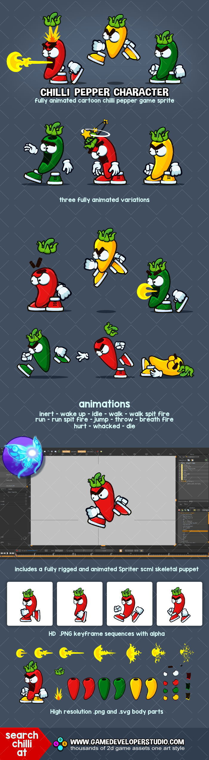 animated chilli pepper game sprite enemy