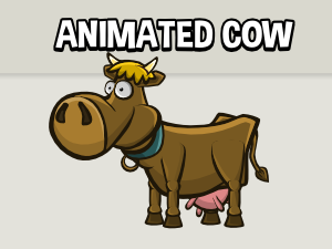 animated cow 2d game asset