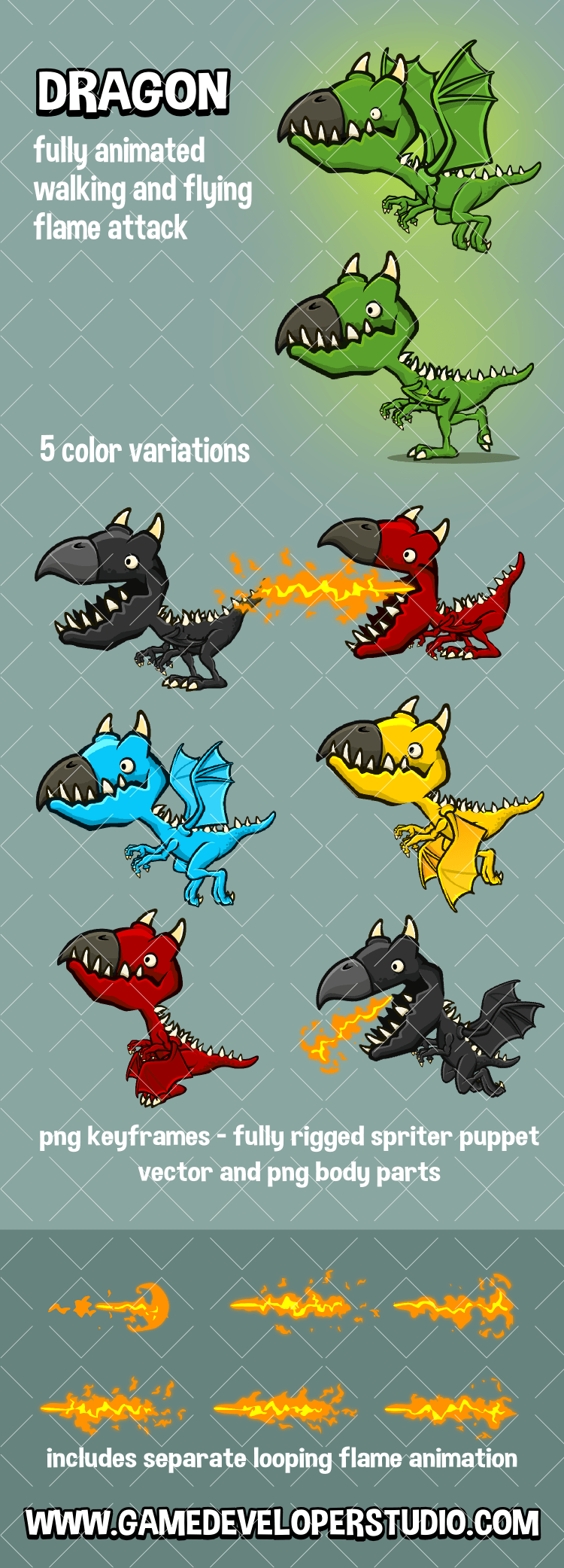 Animated dragon game asset