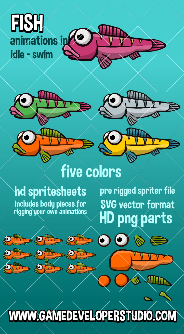 Animated fish gme asset