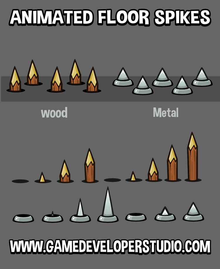 Animated floor spikes game asset