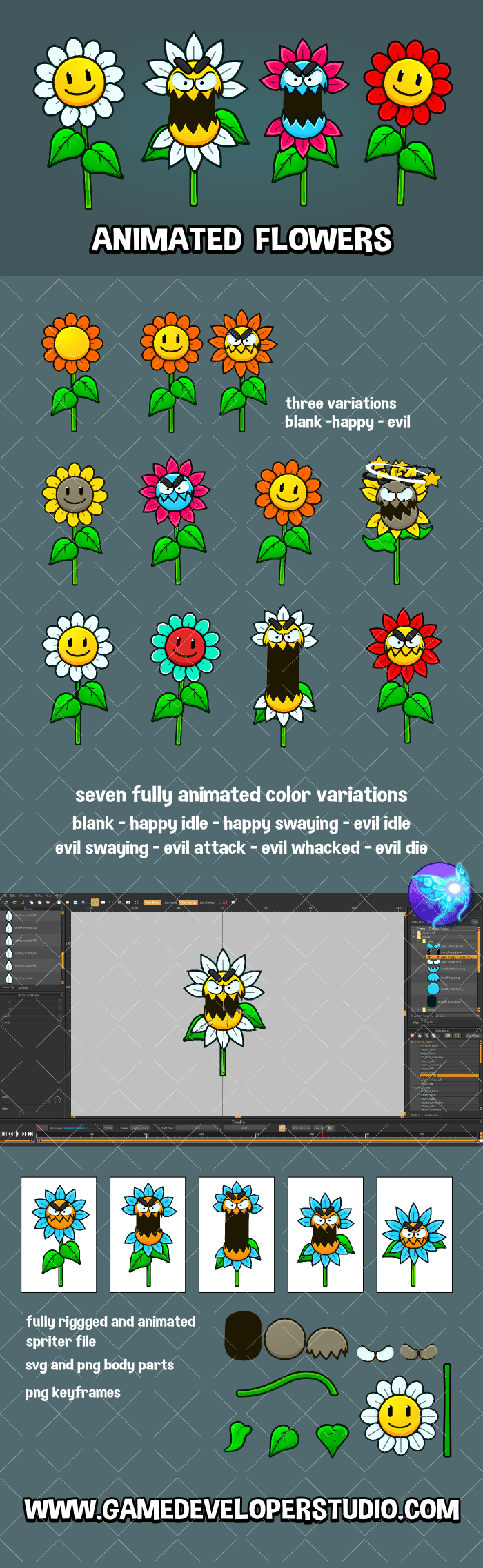 Animated flower game sprite
