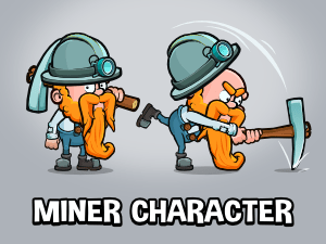 Animated miner game character