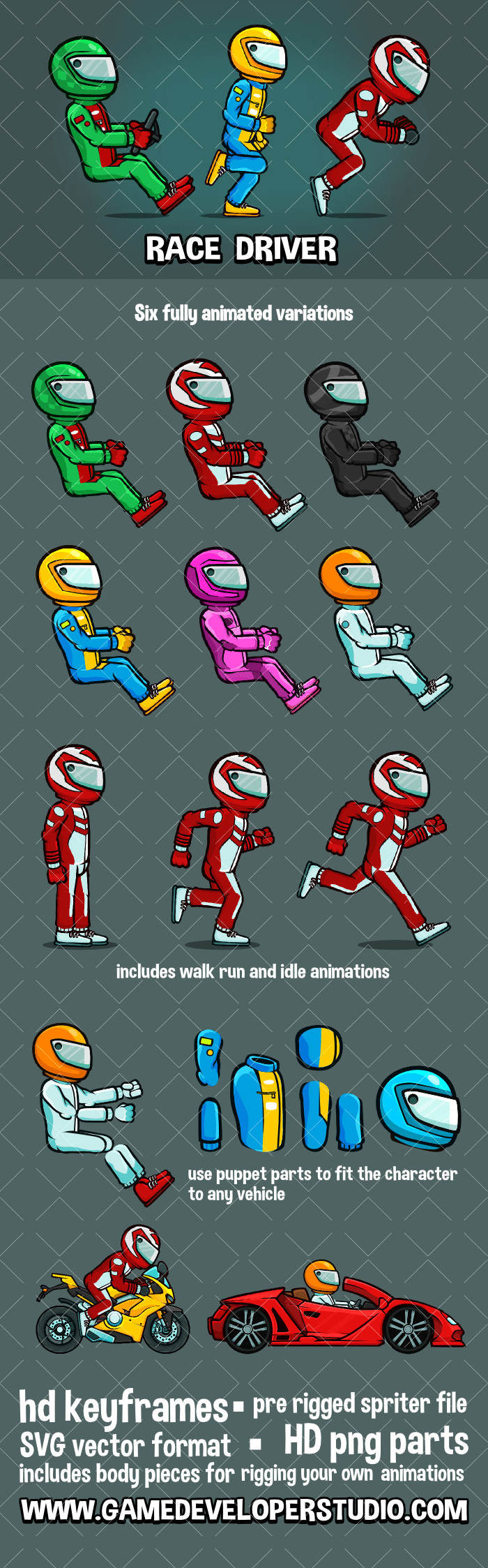 Animated race driver