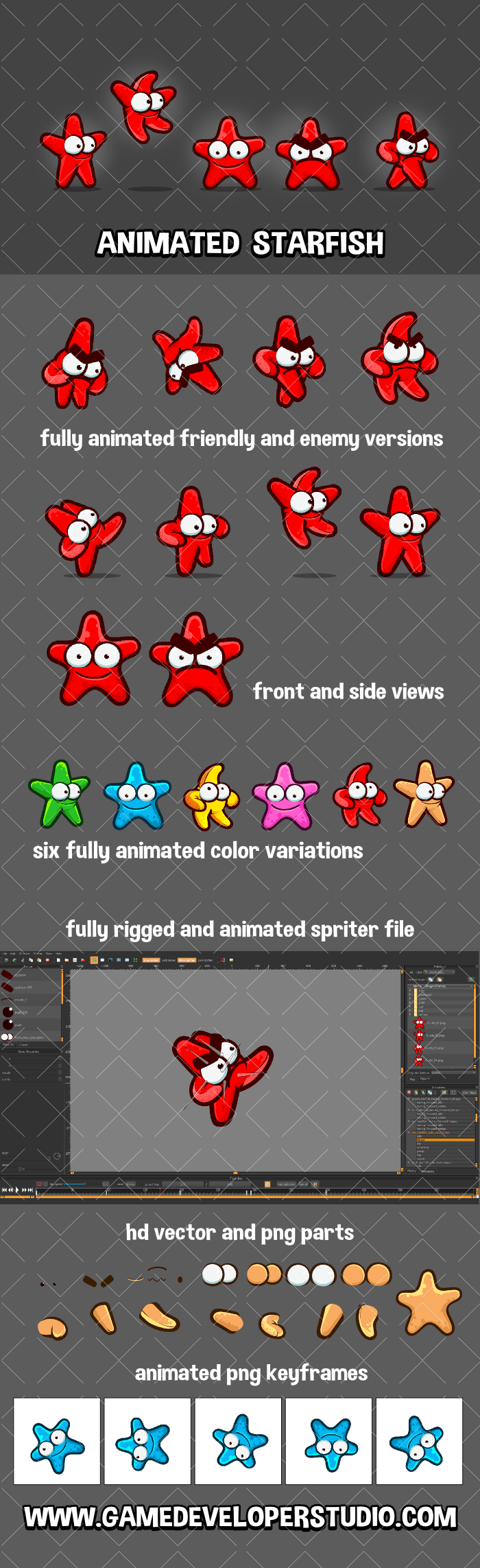Animated starfish game sprite