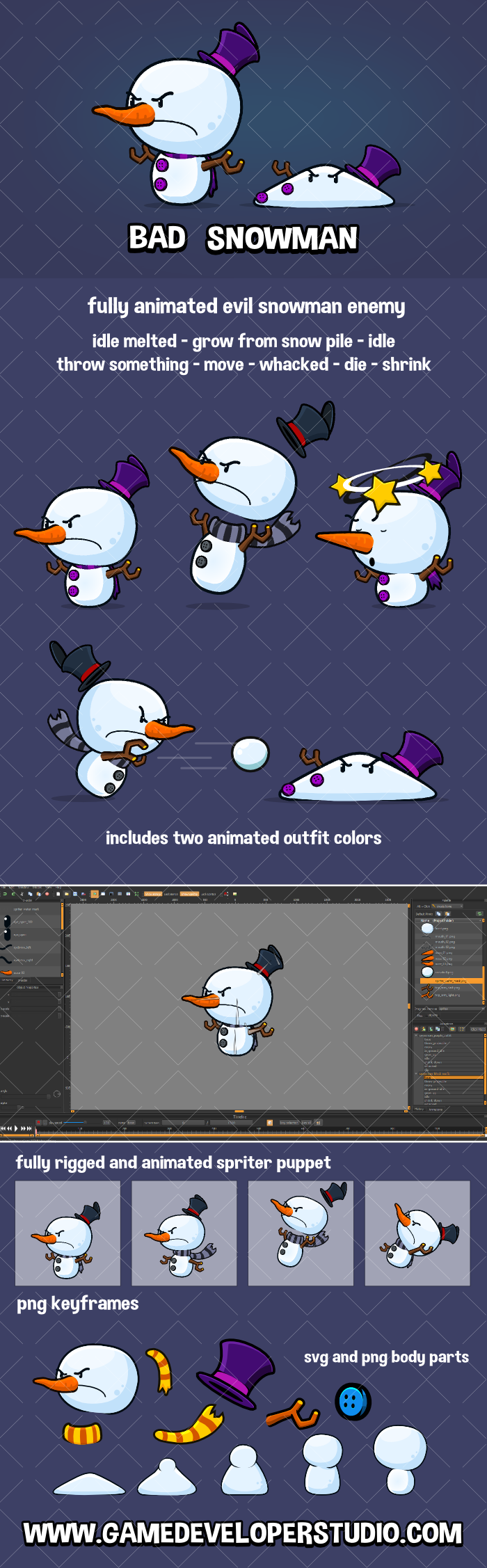Bad snowman enemy game character