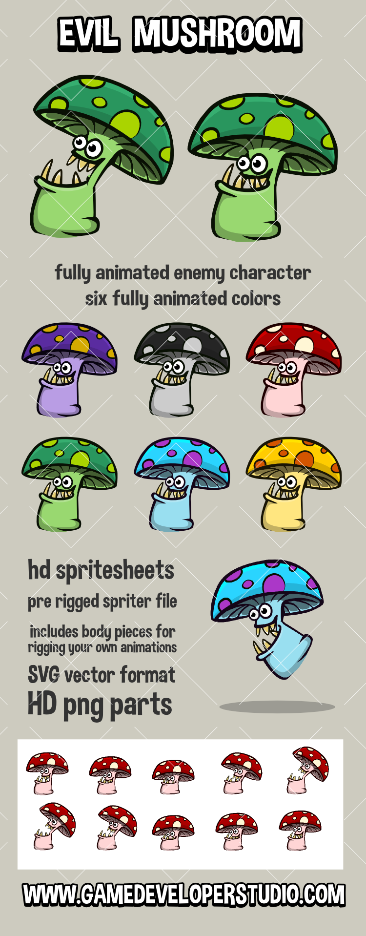 Evil mushroom 2d game character