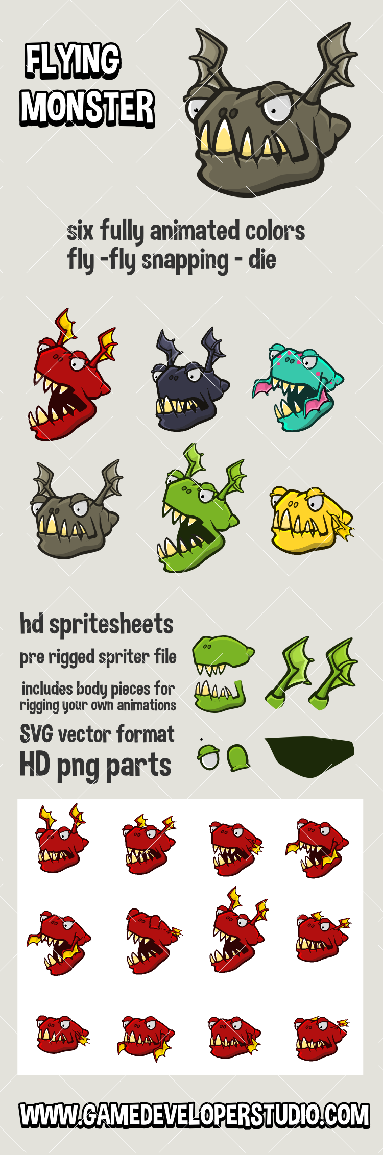 Flying monster animated game sprite