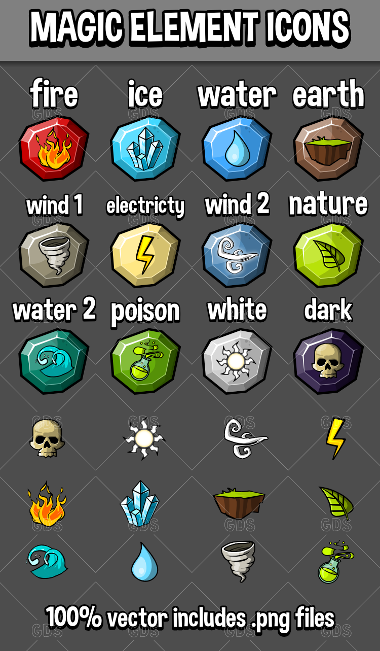 Magic element icons