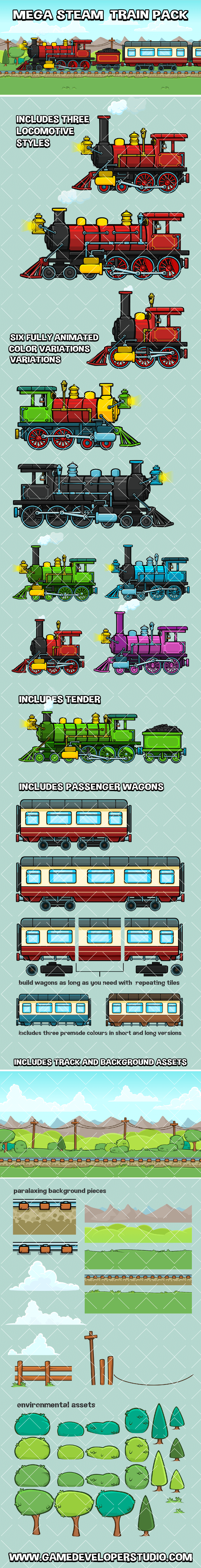 Mega steam engine game asset pack