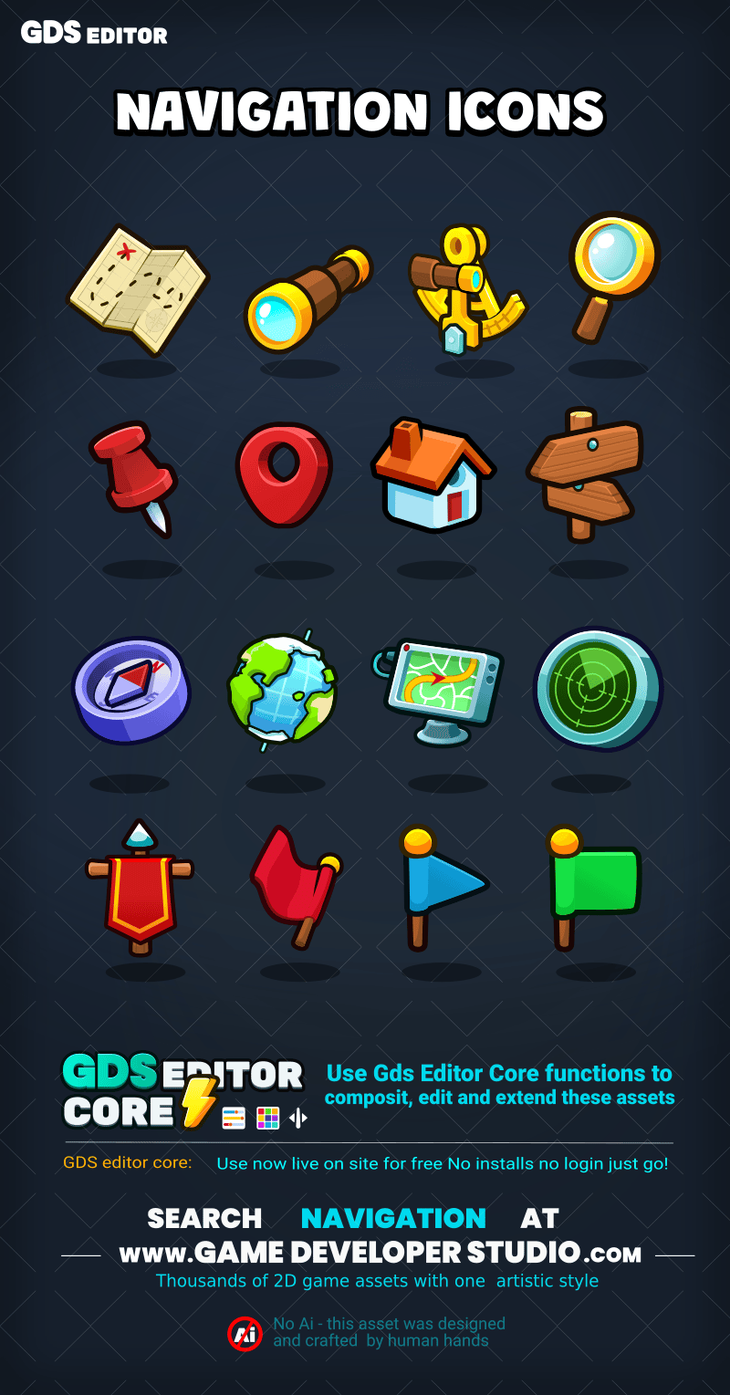 Navigation themed Game interface icons