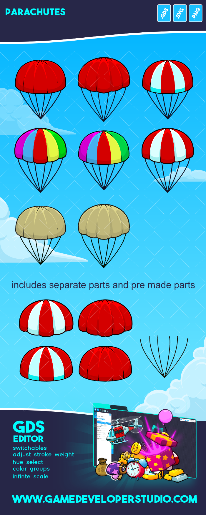 Parachutes game sprites