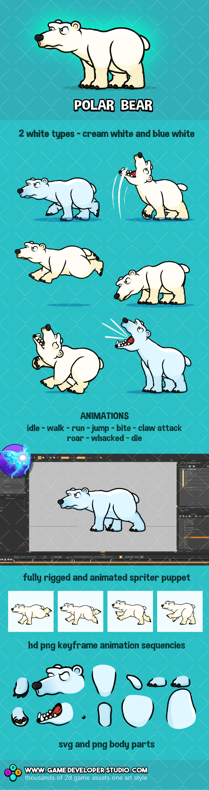 Polar bear cartoon game sprite