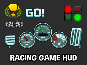 racing game hud and user interface icons