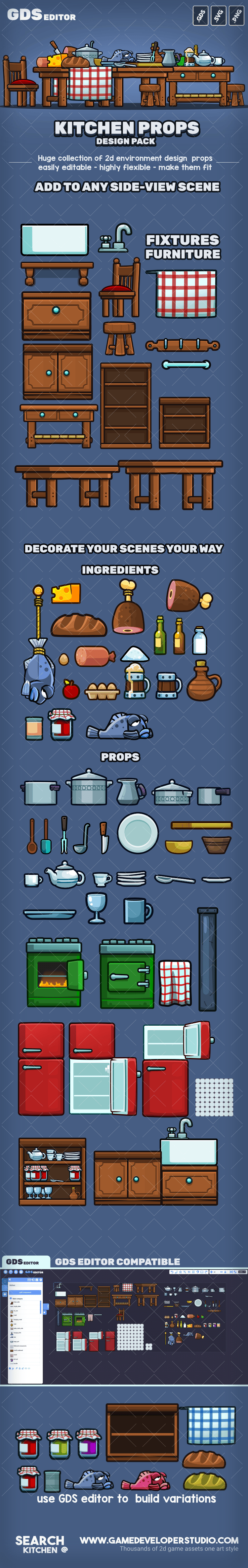 Side view kitchen interior mega prop pack