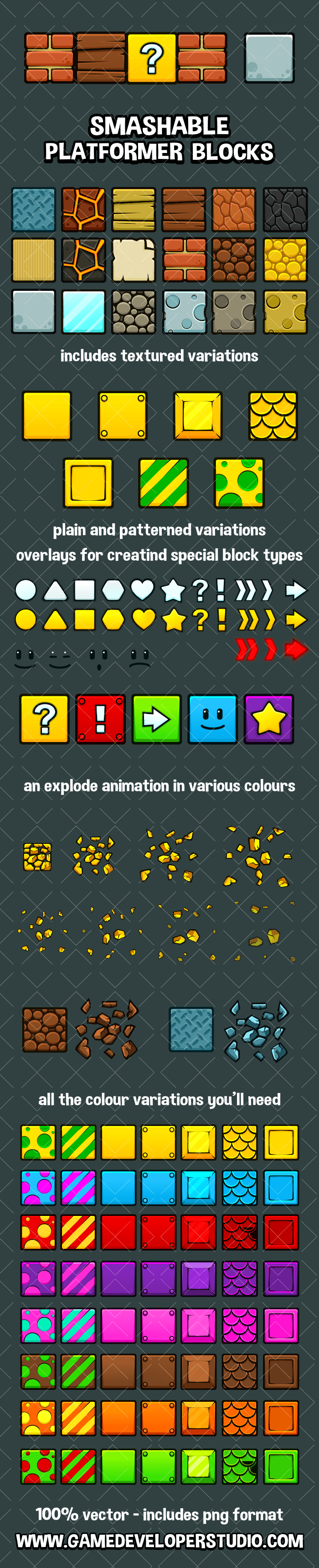 Smashable platformer blocks