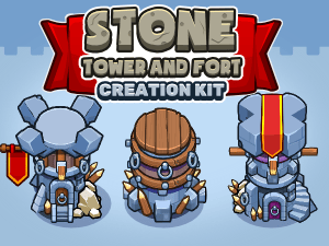 Stone Castle Tower and Fort Creation Game Asset Kit