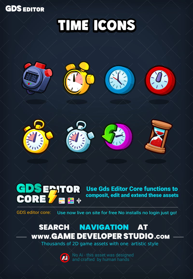 Timers and clocks game interface icons