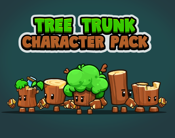 Tree trunk game sprite character pack
