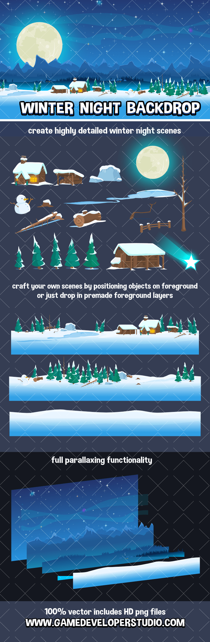 Winter night backdrop creation kit