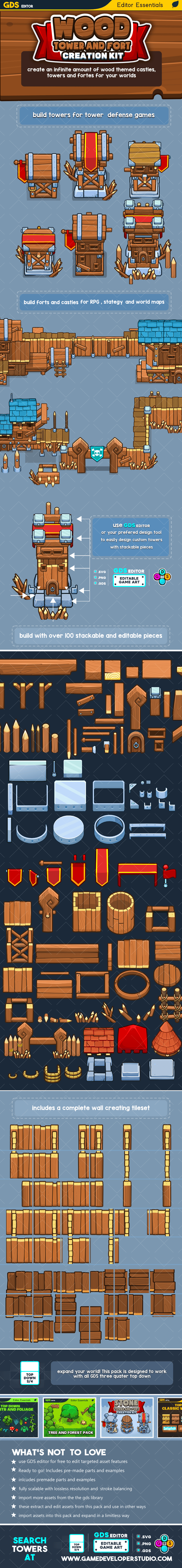 Wooden fort creation game asset mega pack