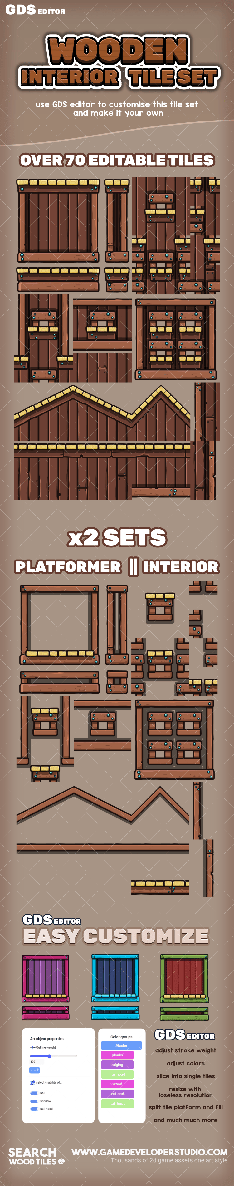 Wooden interior tileset
